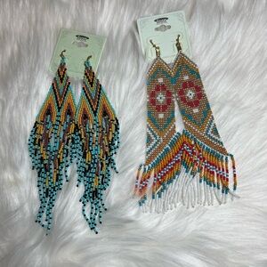 2 pairs of long beaded earrings NWT